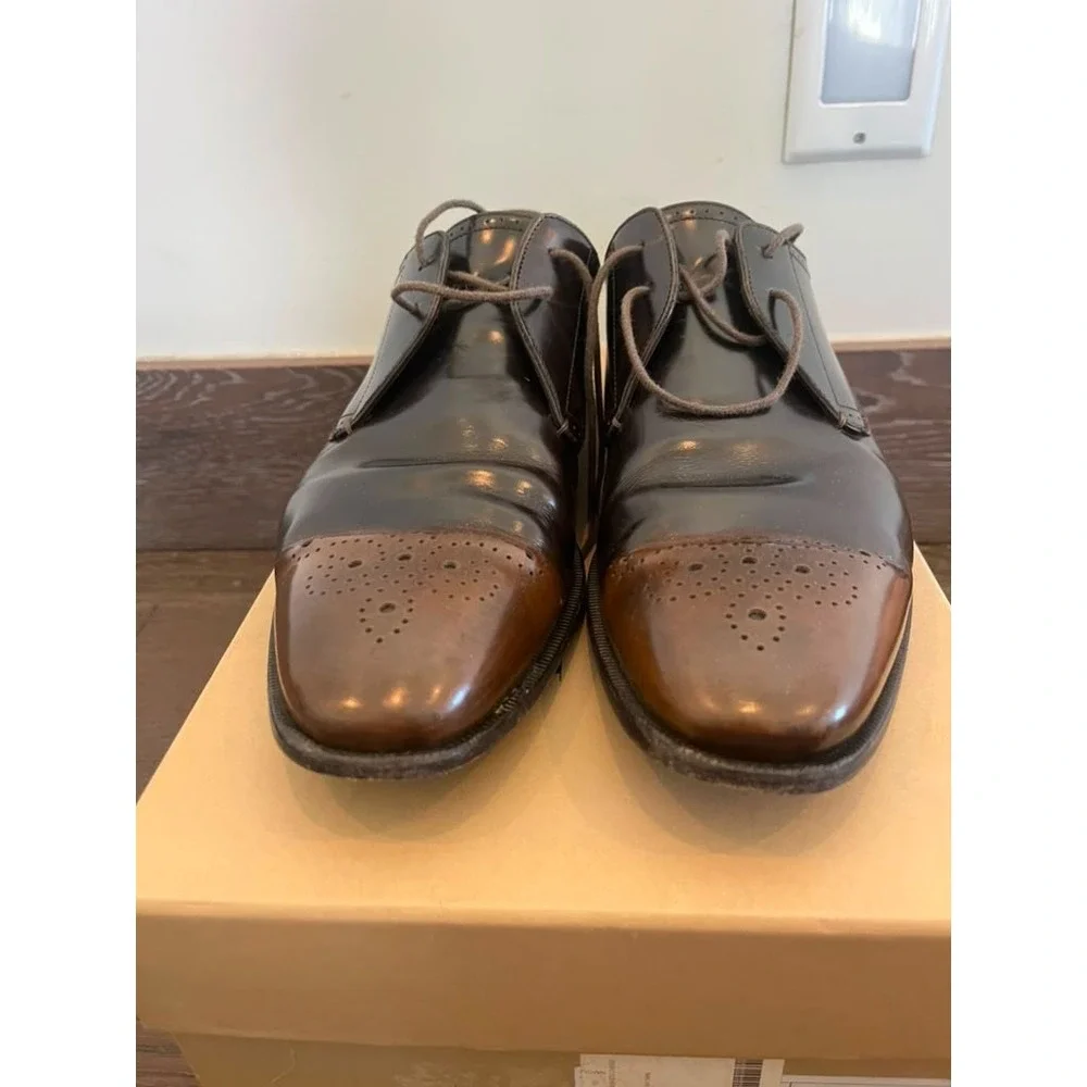 Burberry Cranbrook Derby Brown Leather Brogue Dress Shoes Men's EU 41 US 8 Italy